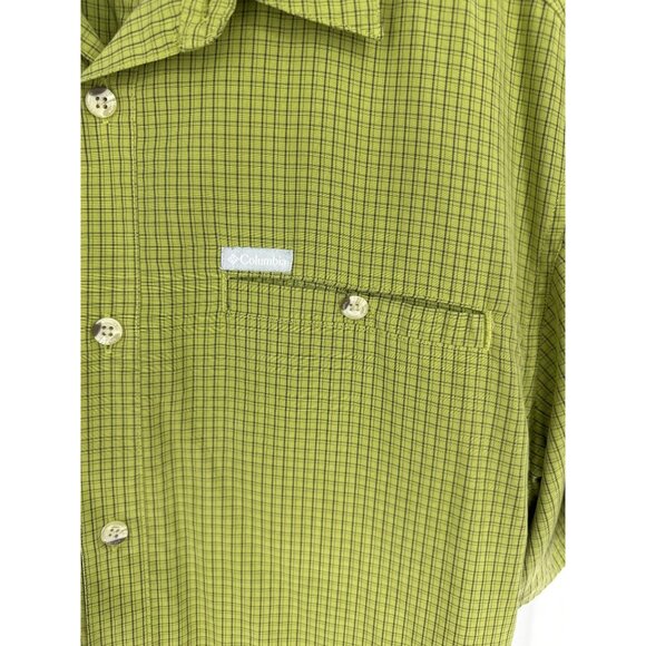 Columbia Mens Omni-Shade Green Plaid Button-Up Short Sleeve Shirt L - Picture 2 of 11